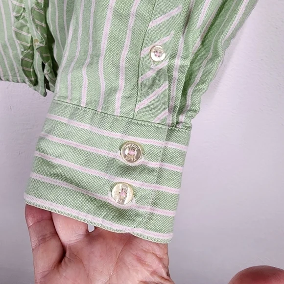 VINEYARD VINES STRIPED RUFFLED SHIRT - Picture 6 of 7